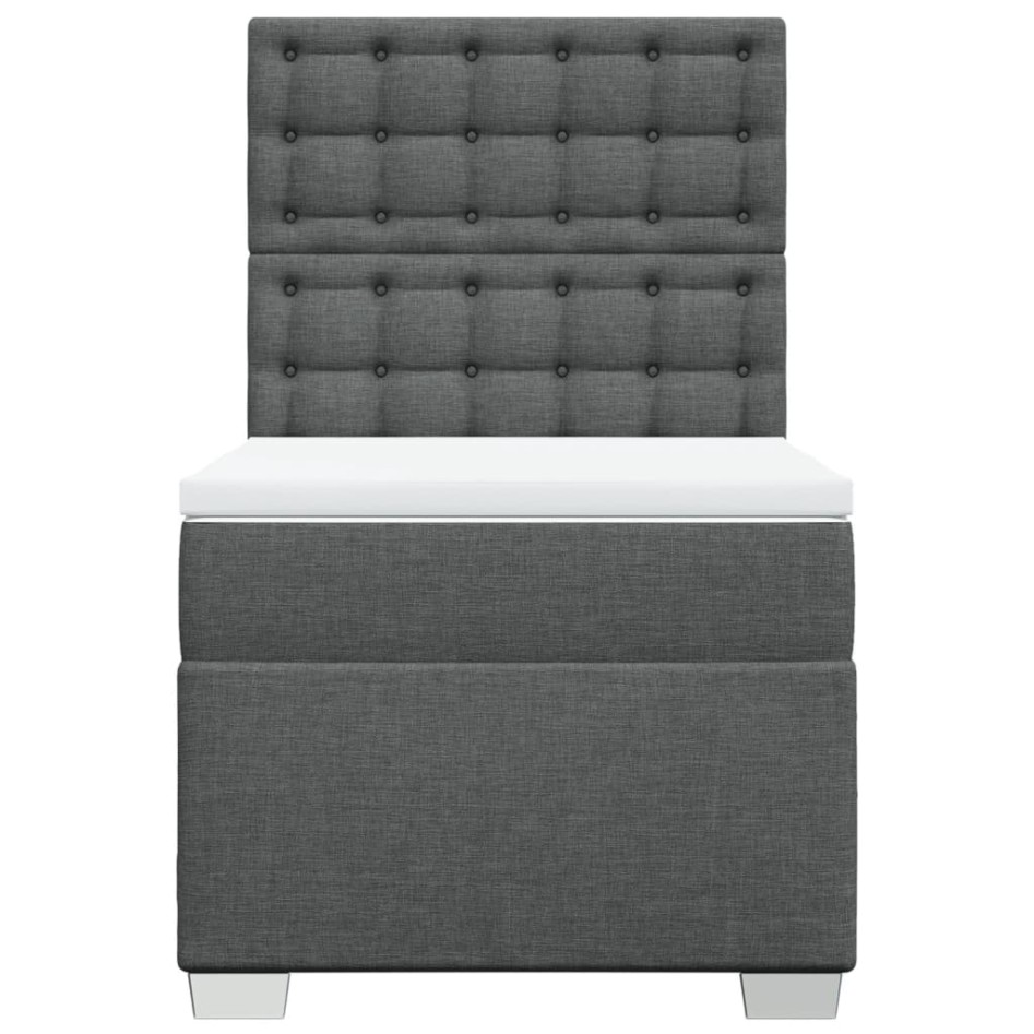 Cama box spring con colchón tela gris oscuro 90x200