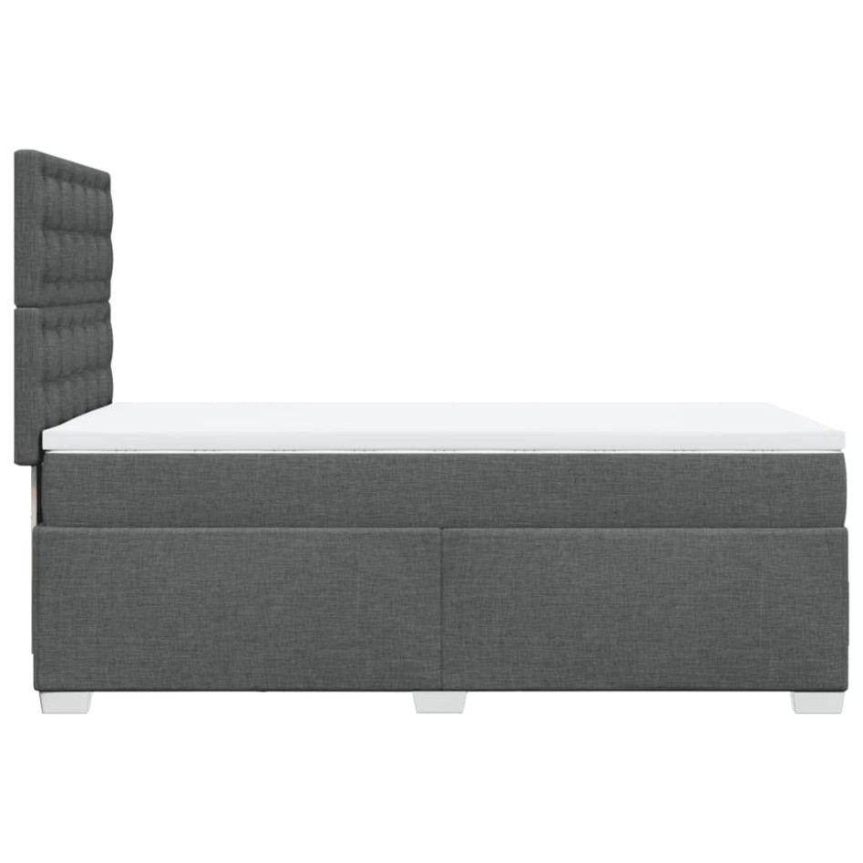 Cama box spring con colchón tela gris oscuro 90x200