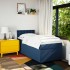 Cama box spring con colchón tela azul 90x200