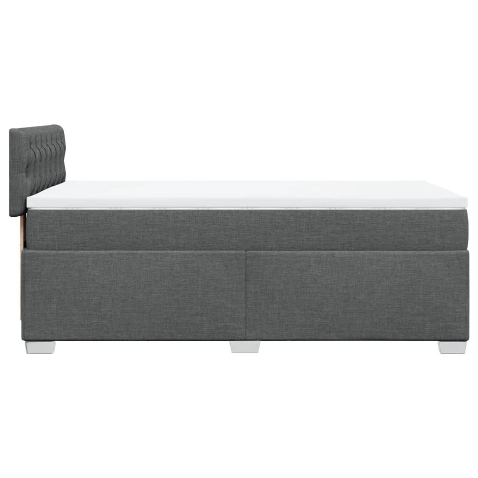 Cama box spring con colchón tela gris oscuro 90x190