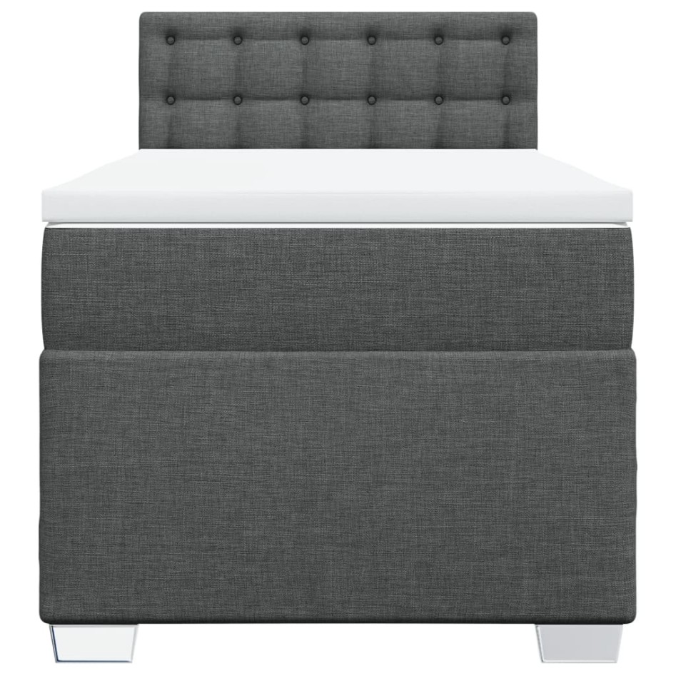 Cama box spring con colchón tela gris oscuro 100x200