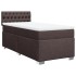 Cama box spring con colchón tela marrón oscuro 90x190