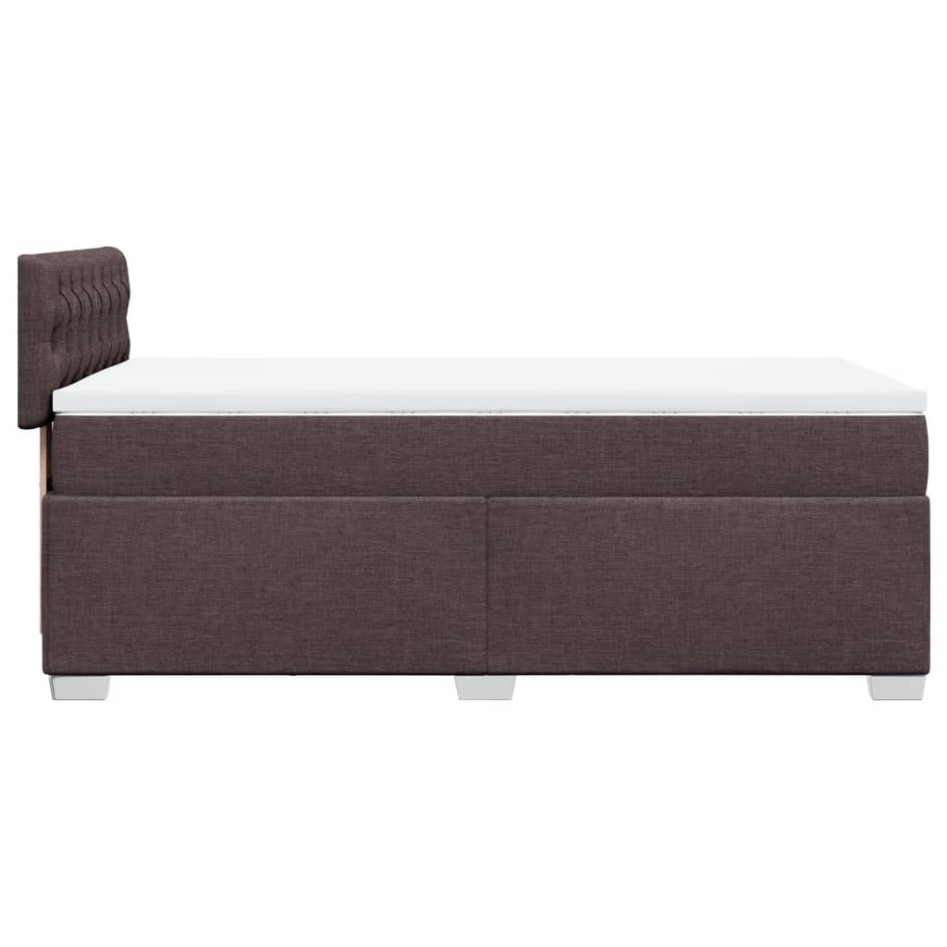 Cama box spring con colchón tela marrón oscuro 90x190