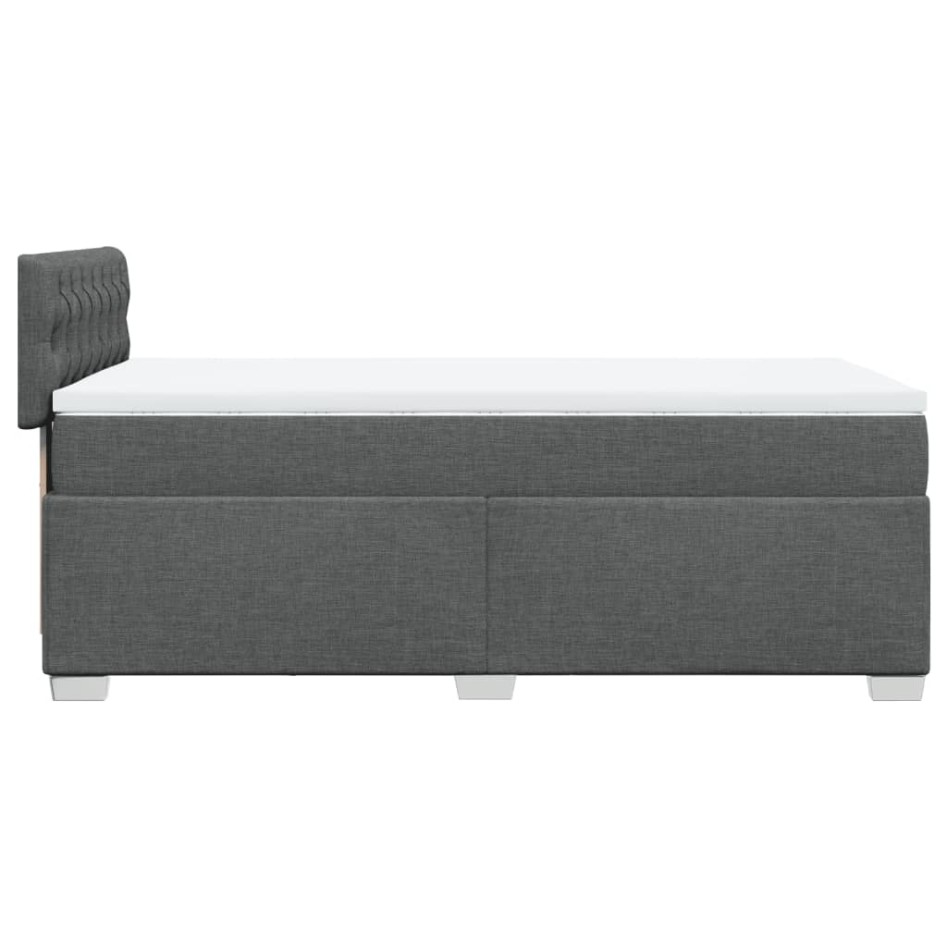 Cama box spring con colchón tela gris oscuro 90x200