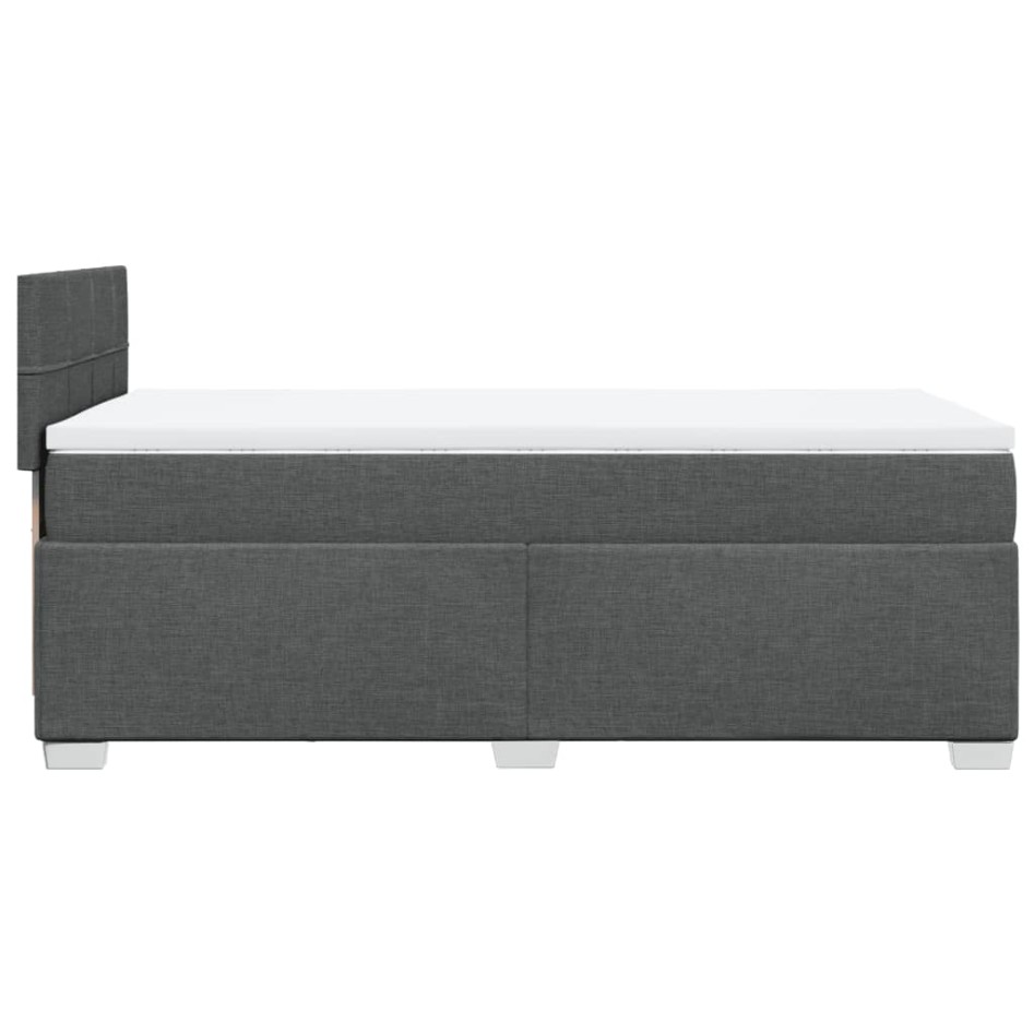 Cama box spring con colchón tela gris oscuro 100x200