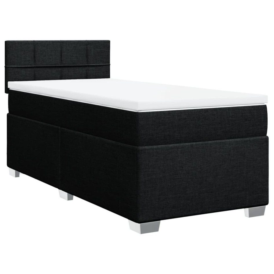 Cama box spring con colchón tela negro 90x190