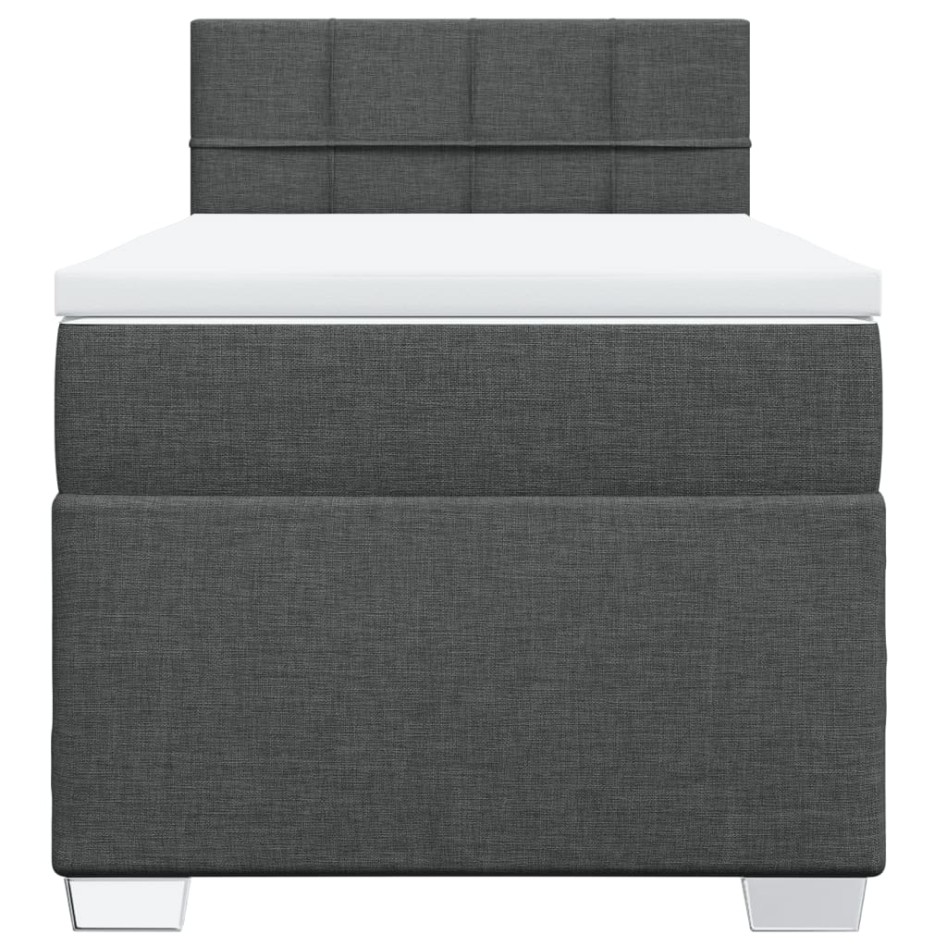 Cama box spring con colchón tela gris oscuro 90x200