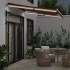 Toldo retráctil automático con luces LED marrón 300x250