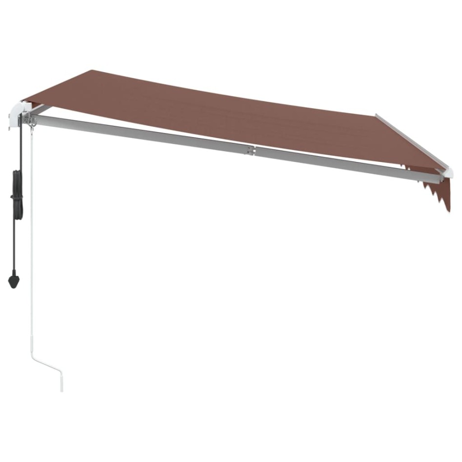 Toldo retráctil automático con luces LED marrón 300x250