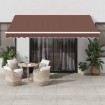 Toldo retráctil manual con luces LED marrón 400x350 cm