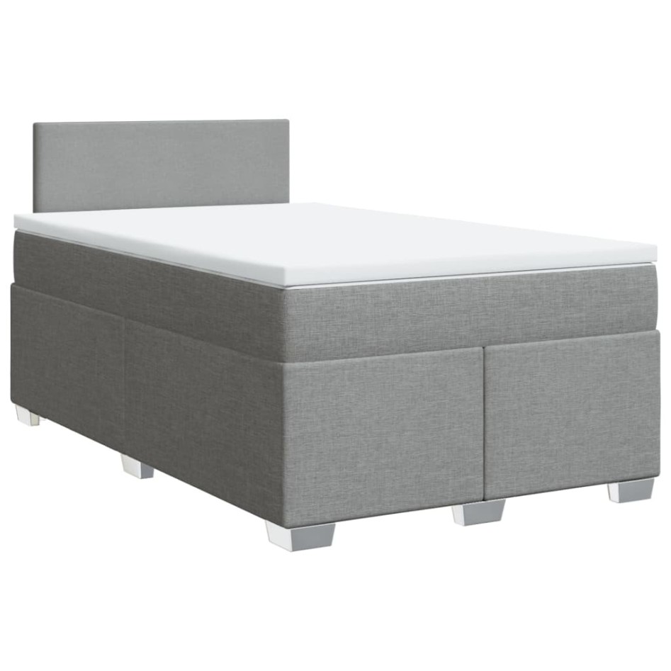 Cama box spring con colchón tela gris claro 120x200