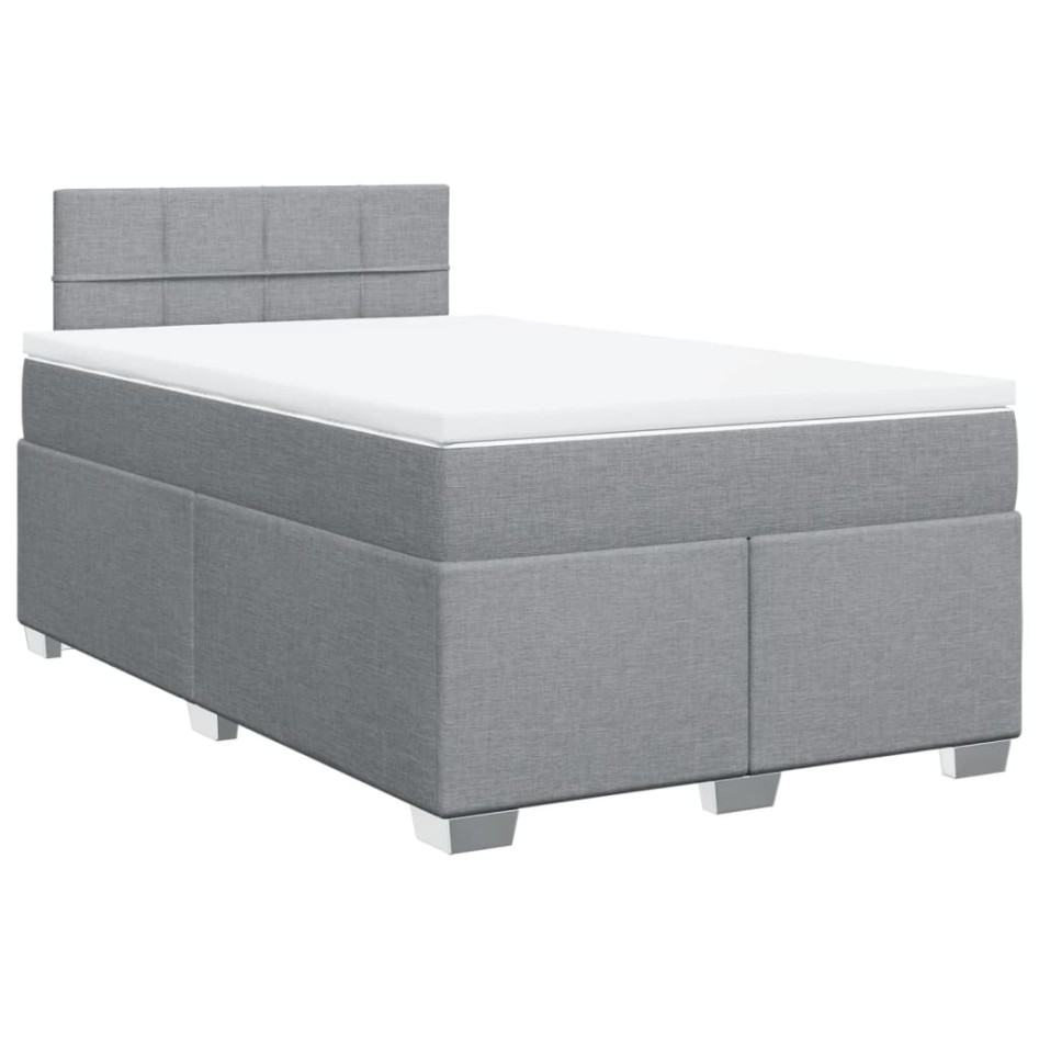 Cama box spring con colchón tela gris claro 120x200