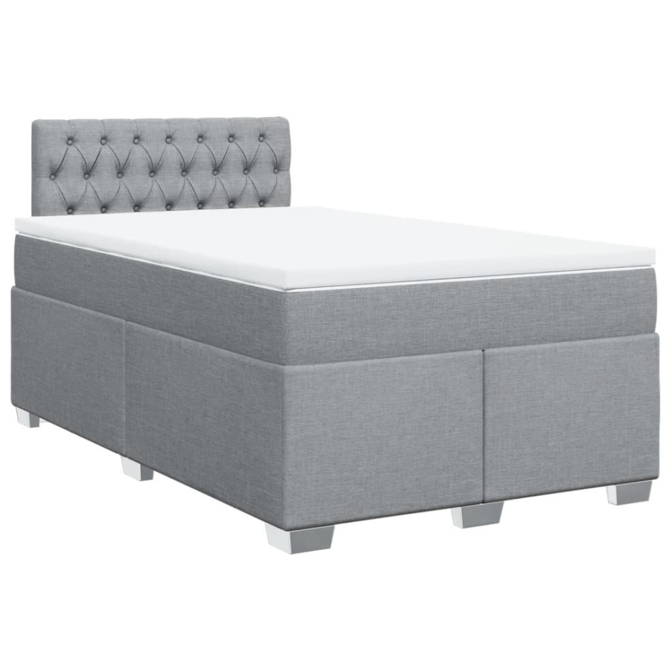 Cama box spring con colchón tela gris claro 120x200