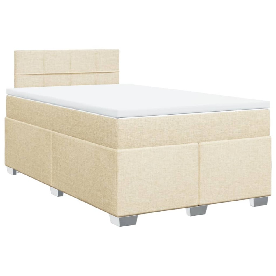 Cama box spring con colchón tela color crema 120x200