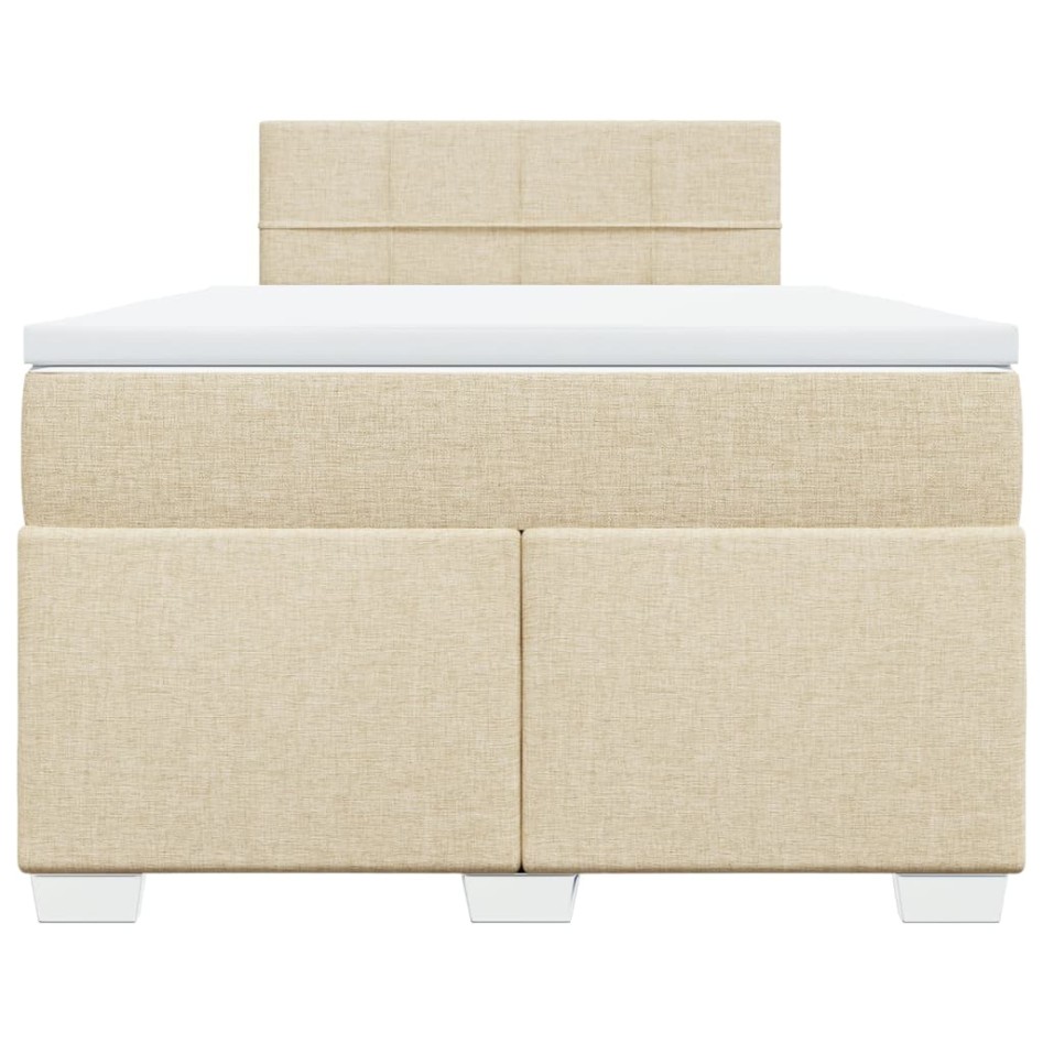 Cama box spring con colchón tela color crema 120x200