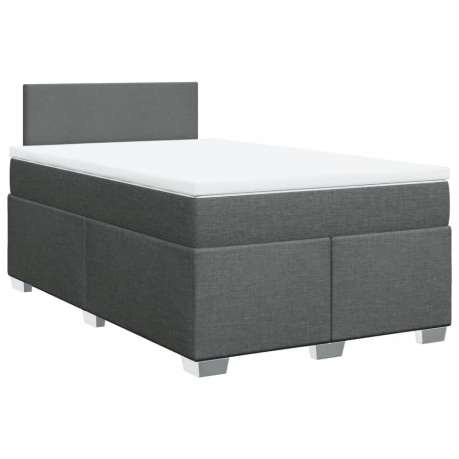 Cama box spring con colchón tela gris oscuro 120x200