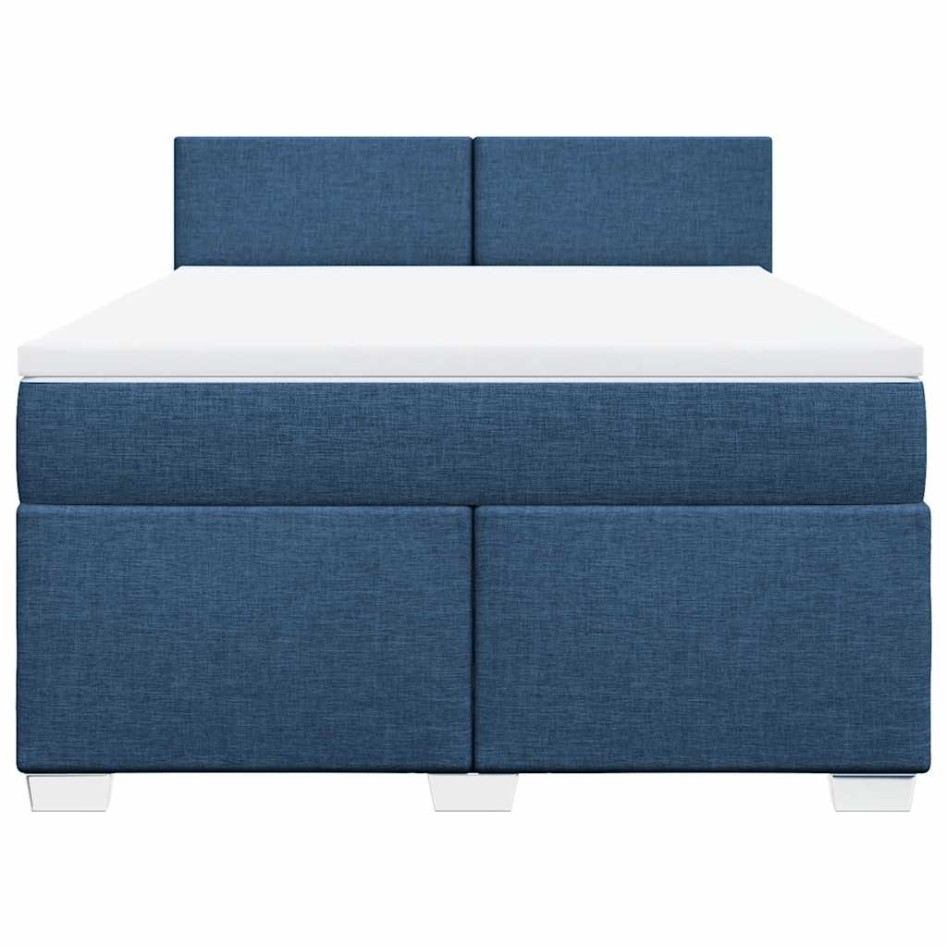 Cama box spring con colchón tela azul 140x190