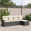 Set de muebles de jardín 5 pzas y cojines ratán sintético negro