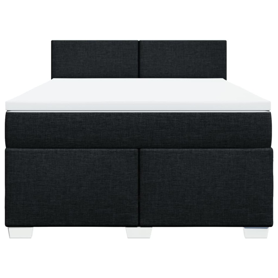 Cama box spring con colchón tela negro 140x200