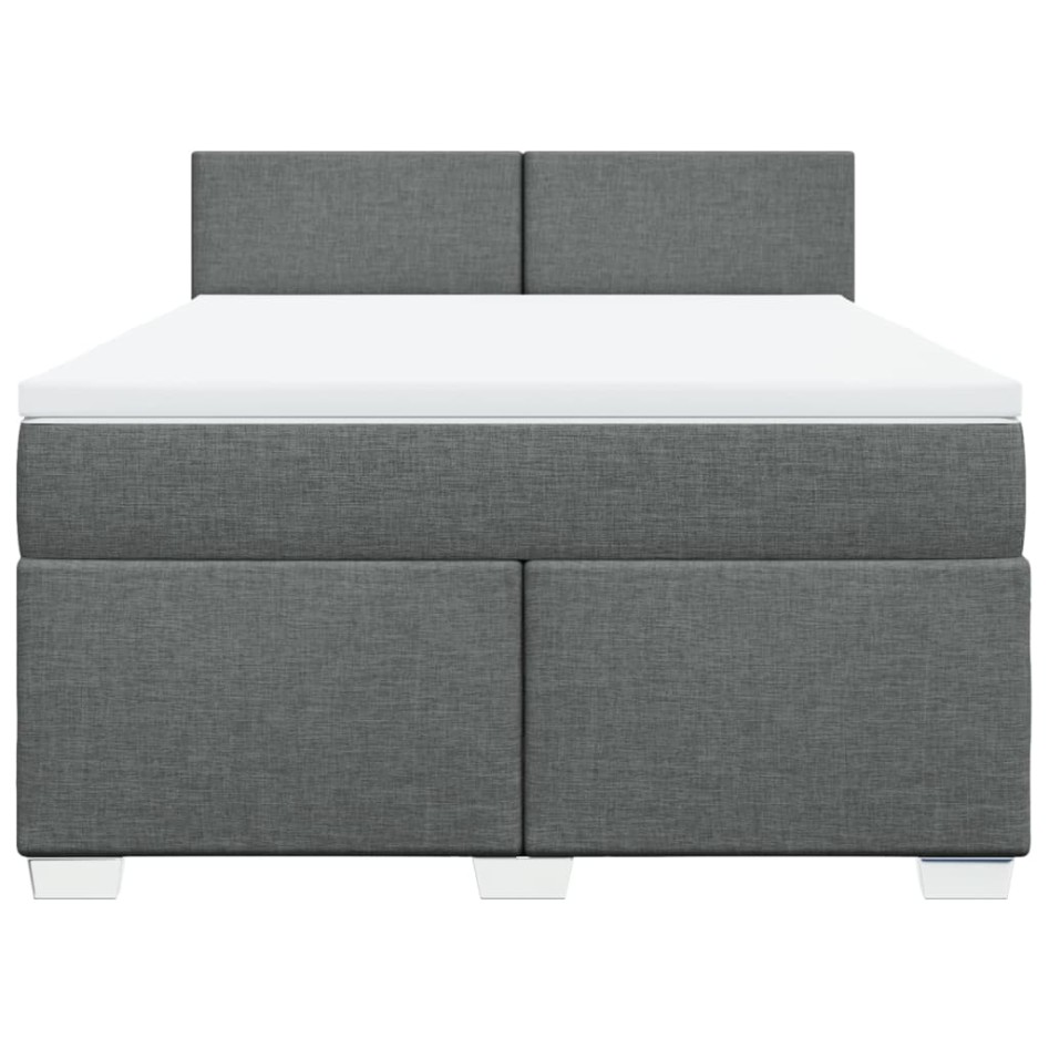 Cama box spring con colchón tela gris oscuro 160x200
