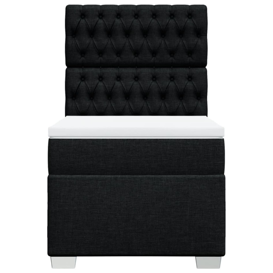 Cama box spring con colchón tela negro 90x190