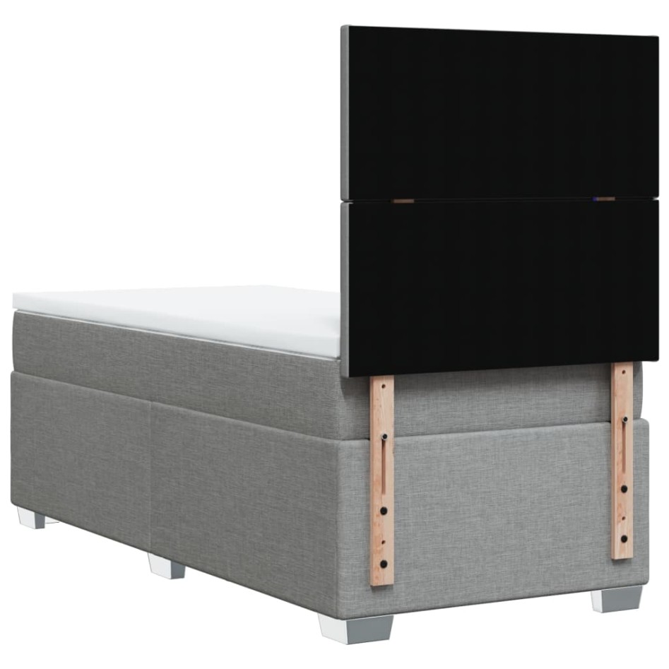 Cama box spring con colchón tela gris claro 100x200