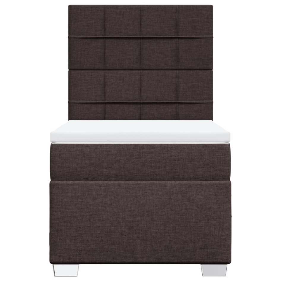 Cama box spring con colchón tela marrón oscuro 90x190