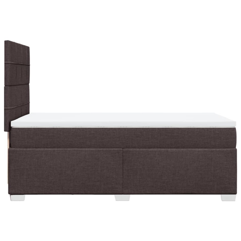 Cama box spring con colchón tela marrón oscuro 90x190