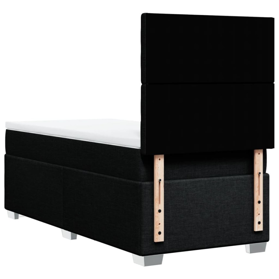 Cama box spring con colchón tela negro 90x190