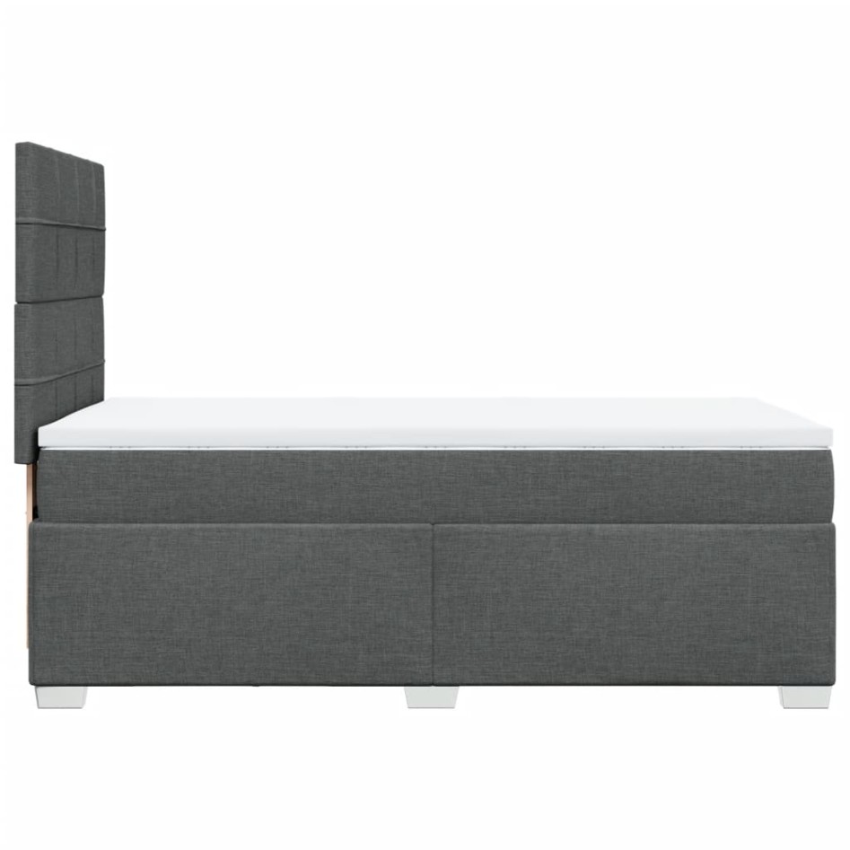 Cama box spring con colchón tela gris oscuro 90x190