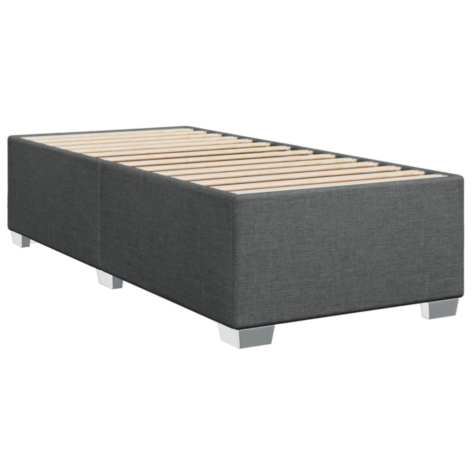 Cama box spring con colchón tela gris oscuro 100x200