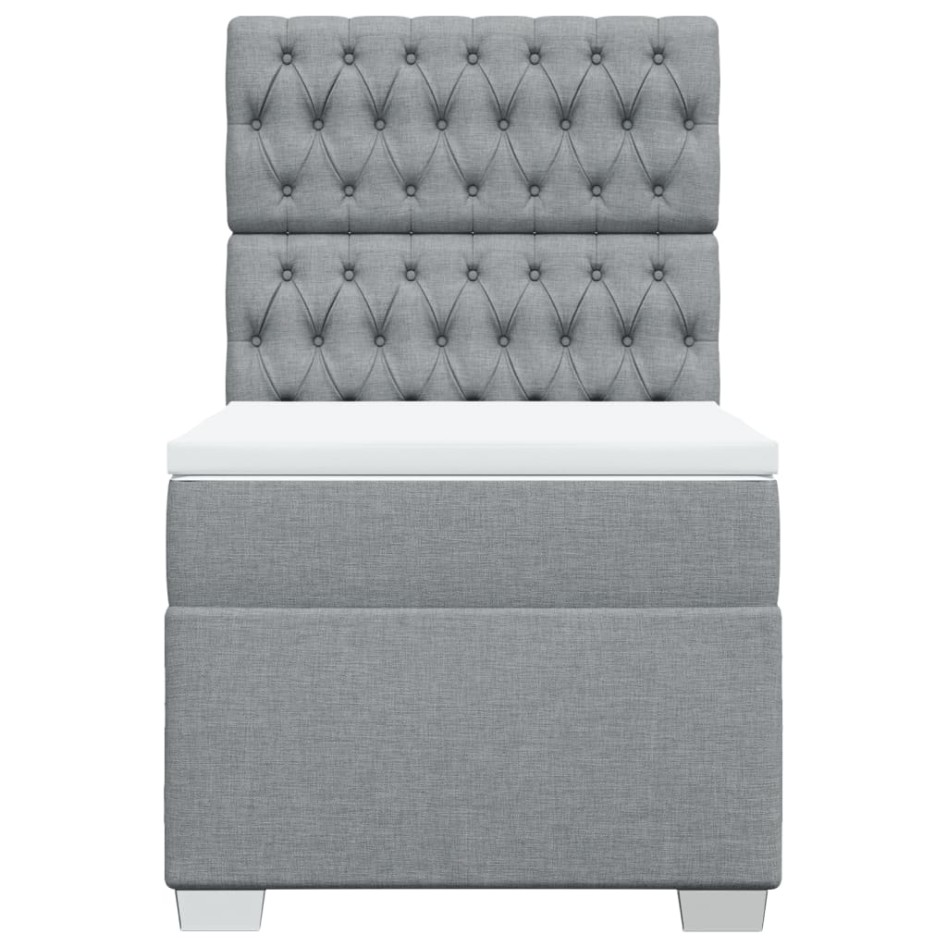 Cama box spring con colchón tela gris claro 90x190