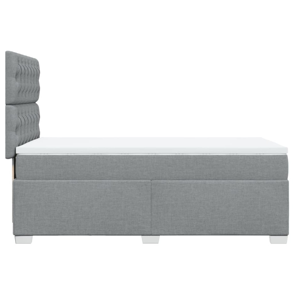 Cama box spring con colchón tela gris claro 90x190
