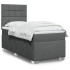 Cama box spring con colchón tela gris oscuro 100x200
