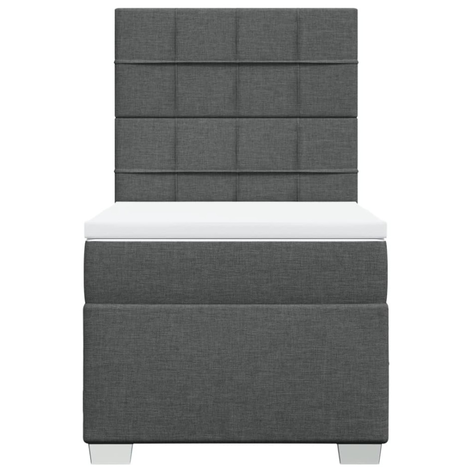 Cama box spring con colchón tela gris oscuro 100x200
