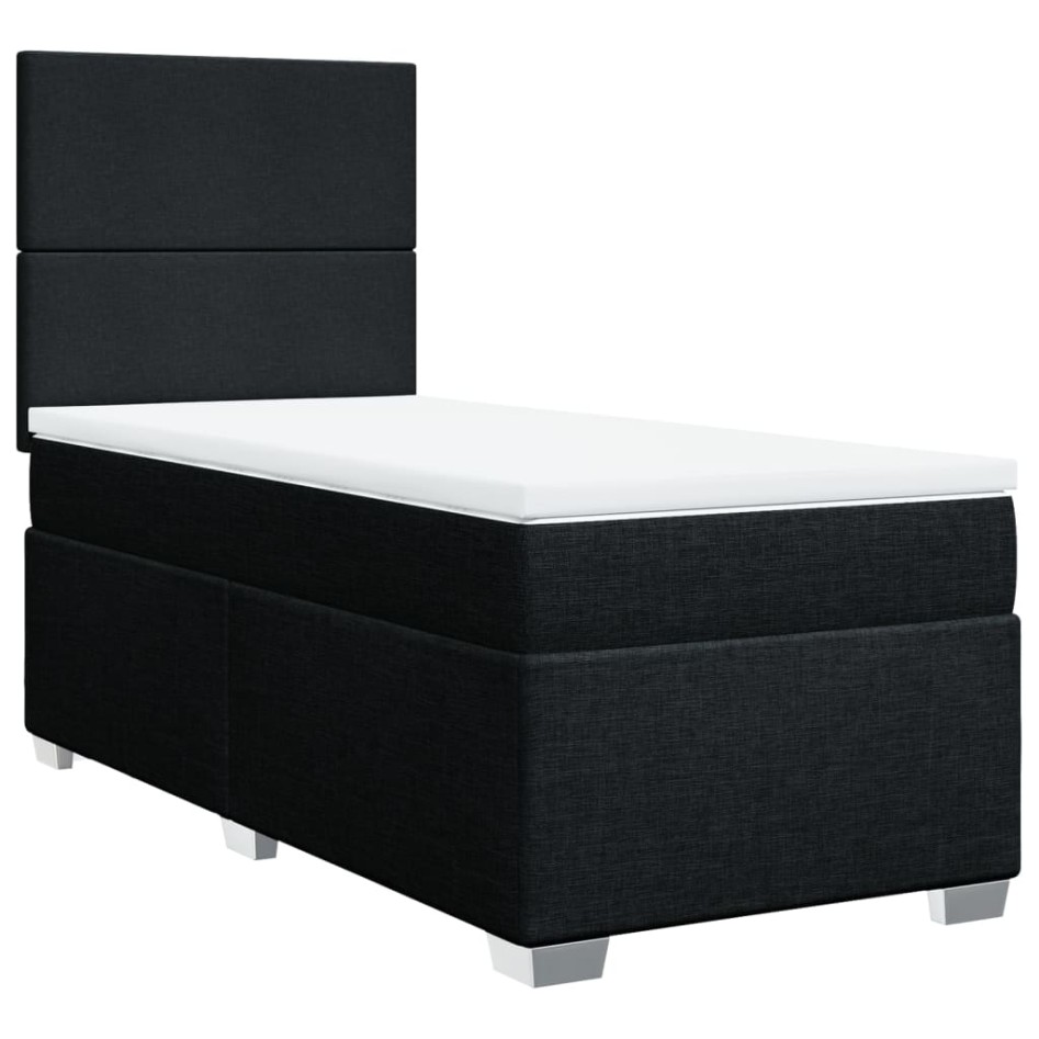 Cama box spring con colchón tela negro 90x190