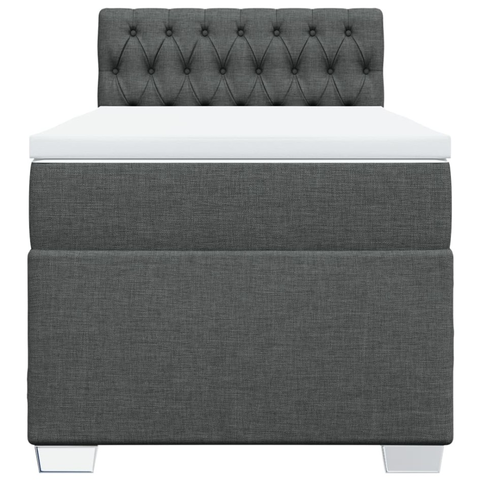 Cama box spring con colchón tela gris oscuro 90x190