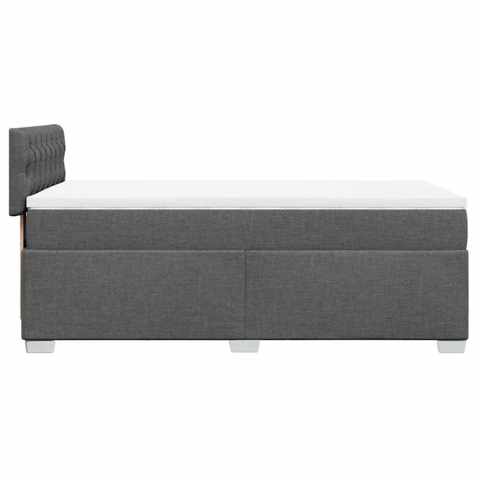 Cama box spring con colchón tela gris oscuro 90x190