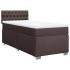 Cama box spring con colchón tela marrón oscuro 90x190