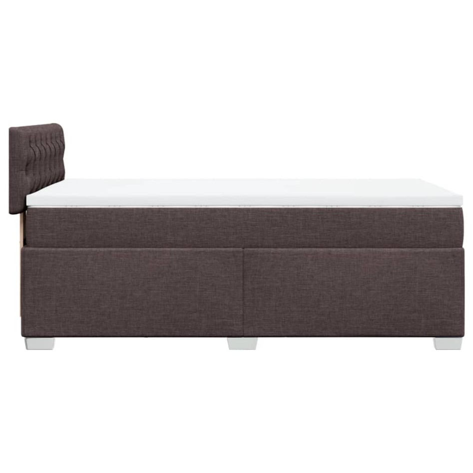 Cama box spring con colchón tela marrón oscuro 90x190