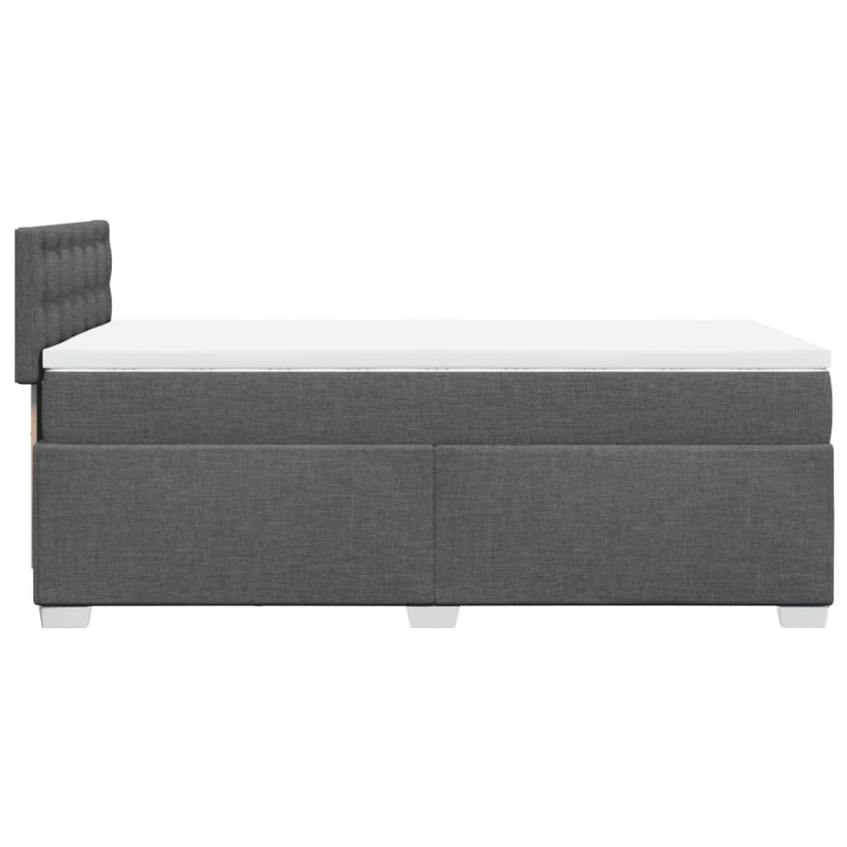 Cama box spring con colchón tela gris oscuro 90x190