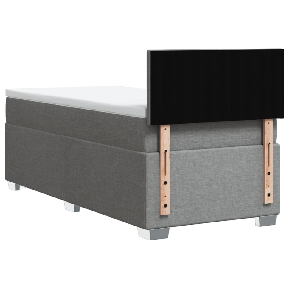 Cama box spring con colchón tela gris claro 90x200