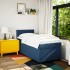 Cama box spring con colchón tela azul 90x200