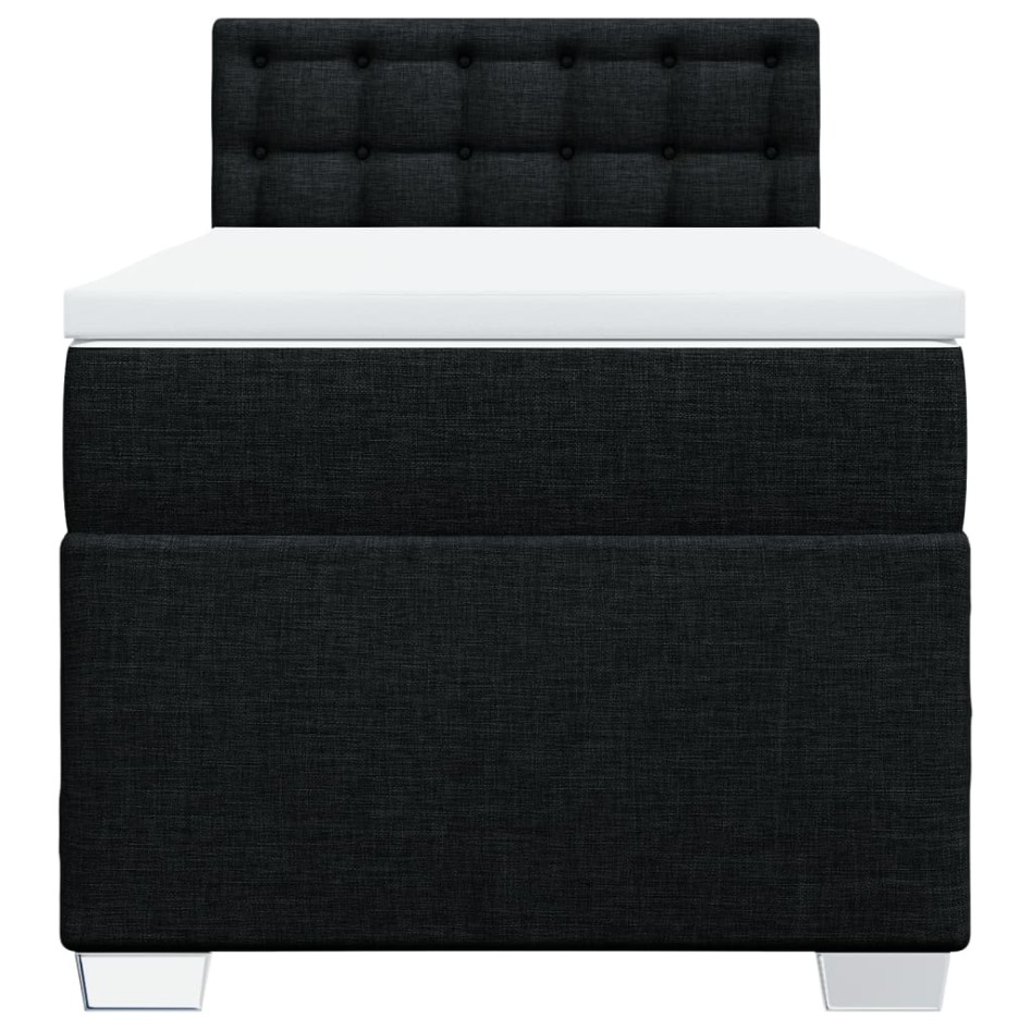 Cama box spring con colchón tela negro 100x200