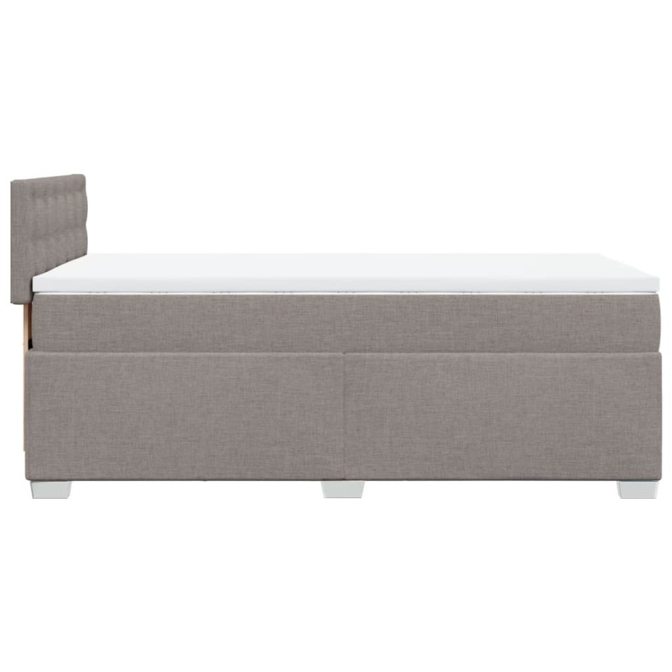 Cama box spring con colchón tela gris taupe 100x200