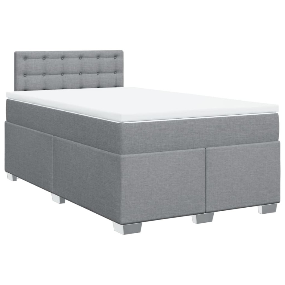 Cama box spring con colchón tela gris claro 120x200