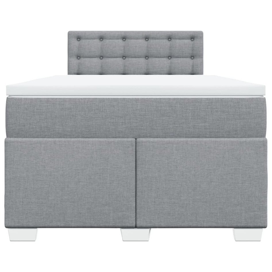 Cama box spring con colchón tela gris claro 120x200