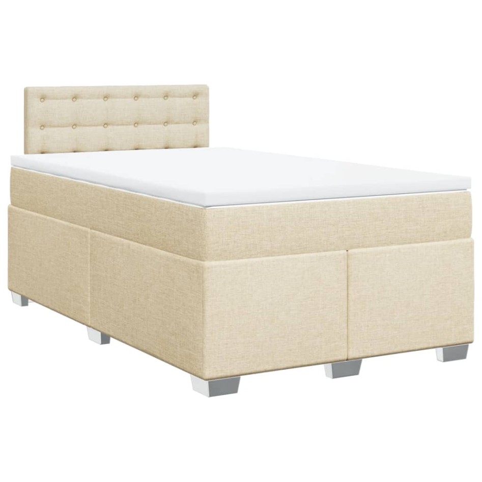 Cama box spring con colchón tela color crema 120x200