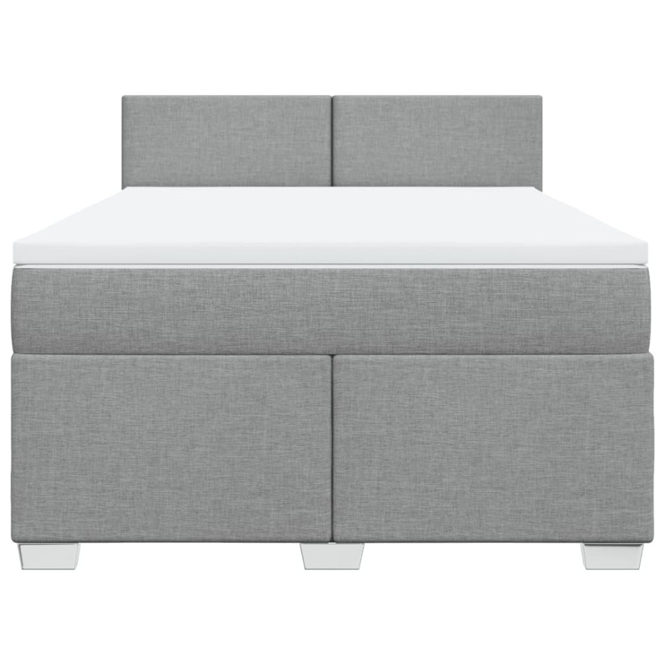 Cama box spring con colchón tela gris claro 140x190