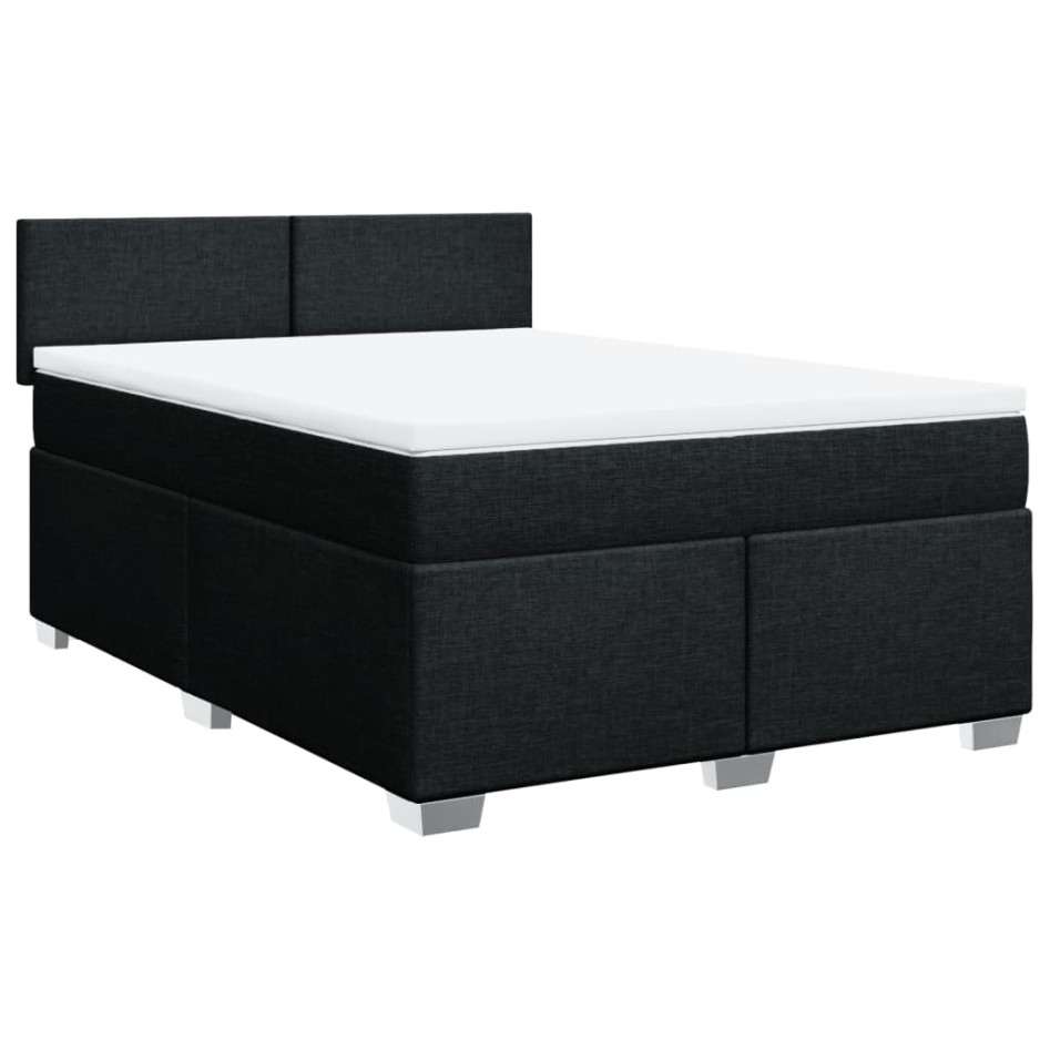 Cama box spring con colchón tela negro 140x200